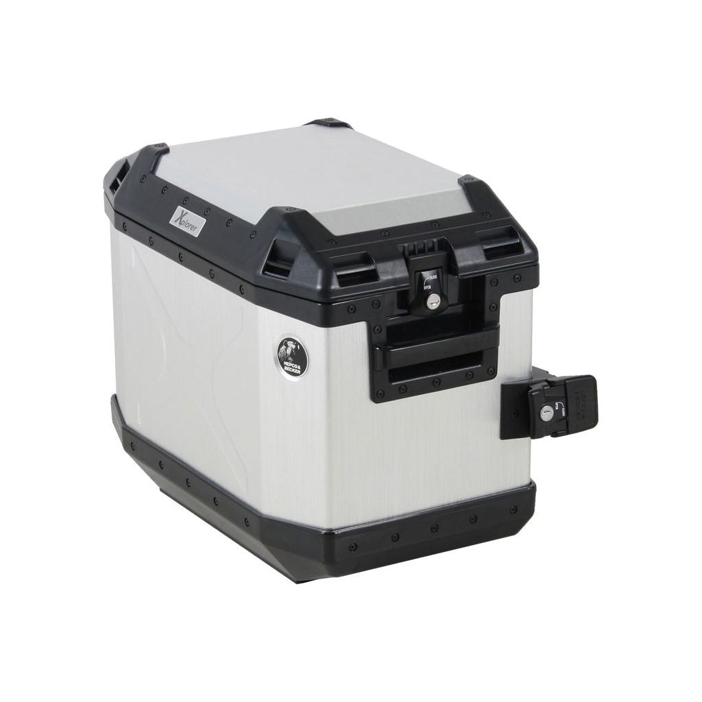 Maleta lateral Hepco&Becker Xplorer de 42 litros a la izquierda