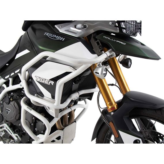 Barra de protección sobre SOLID (protección del depósito) blanca Hepco&Becker Triumph Tiger 850 Sport '21-