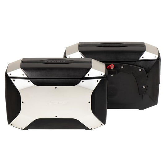 Juego de maletas laterales plateadas XCore para porta-C-Bow de Hepco&Becker