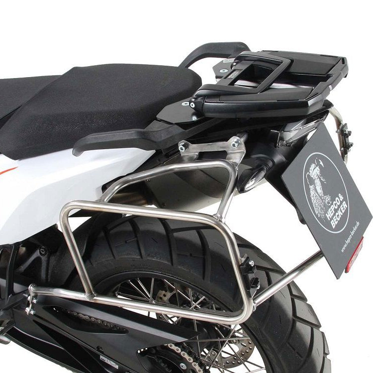 Juego de alforjas Hepco&Becker 'Cutout' con portaequipajes de acero inoxidable y alforjas Xplorer BLACK KTM 890 Adventure '21-