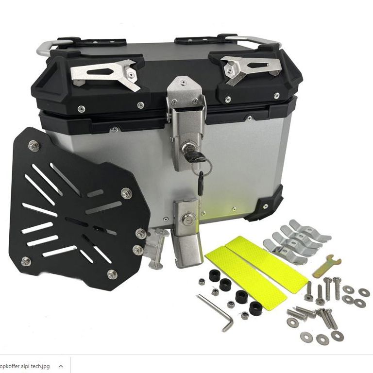 Baúl superior ALPI-TECH 35L plateado con placa de montaje universal