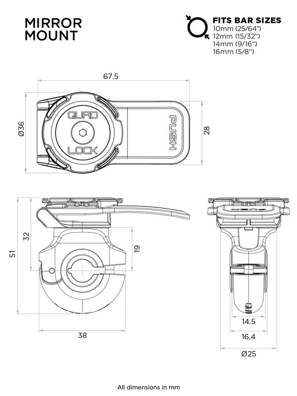Soporte para teléfono inteligente con espejo QUAD LOCK