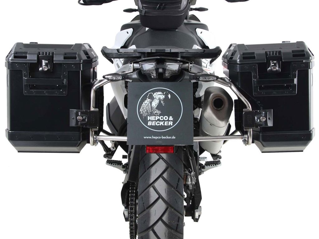Juego de alforjas Hepco&Becker 'Cutout' con portaequipajes de acero inoxidable y alforjas Xplorer BLACK KTM 890 Adventure '21-