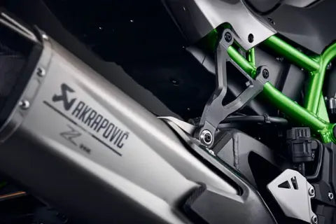 Soporte de escape con placa de cubierta negra Evotech Performance Kawasaki Z H2 '20-