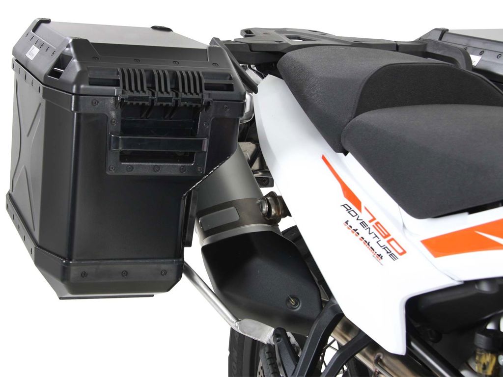 Juego de alforjas Hepco&Becker 'Cutout' con portaequipajes de acero inoxidable y alforjas Xplorer BLACK KTM 890 Adventure '21-
