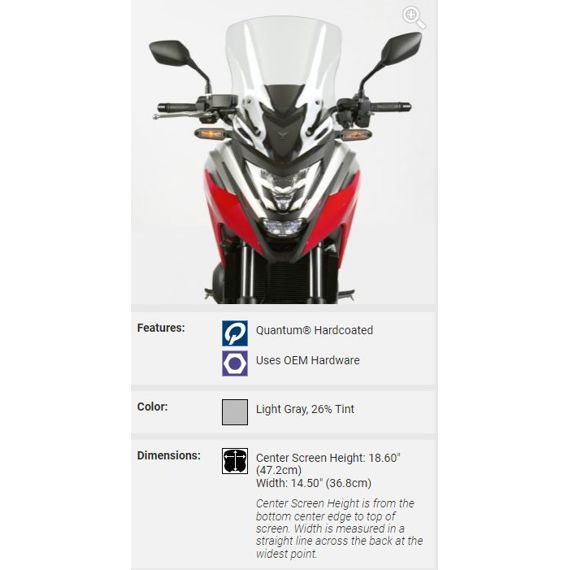 Parabrisas de repuesto modelo VStream Mid National Cycle Honda NC750X '21-