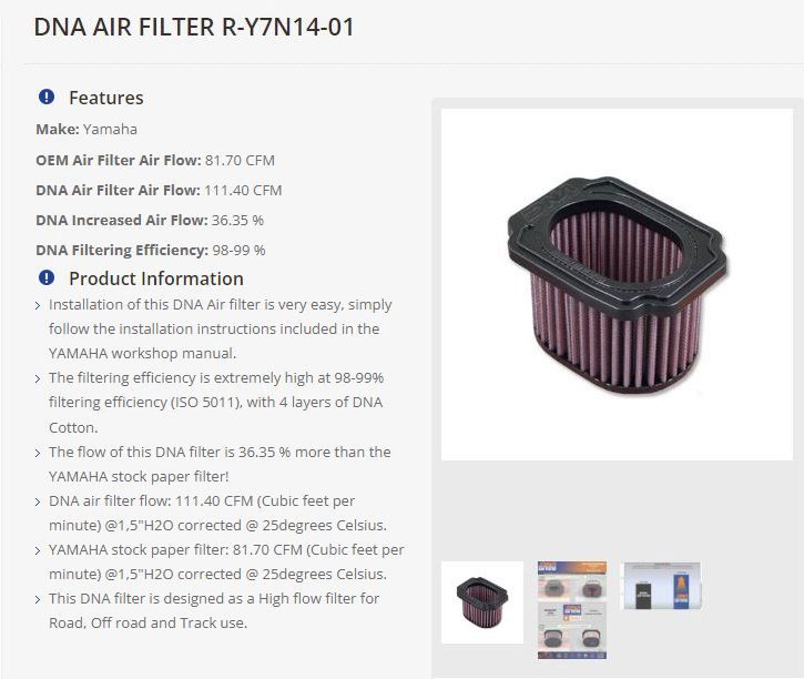 Filtro ADN de alto rendimiento YAMAHA MT-07 / XSR / Tracer 7 / XTZ / R7