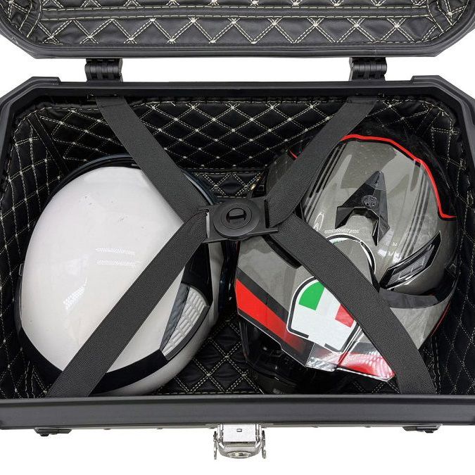 Baúl superior ALPI-TECH 55L plateado con placa de montaje universal