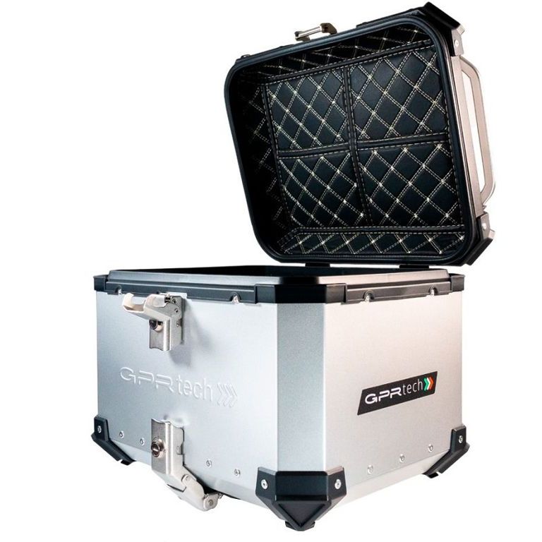 Baúl superior ALPI-TECH 45L plateado con placa de montaje universal