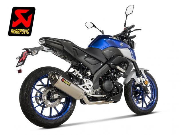SISTEMA DE ESCAPE COMPLETO AKRAPOVIC TITANIO CARBONO YAMAHA MT-125 2021-2024