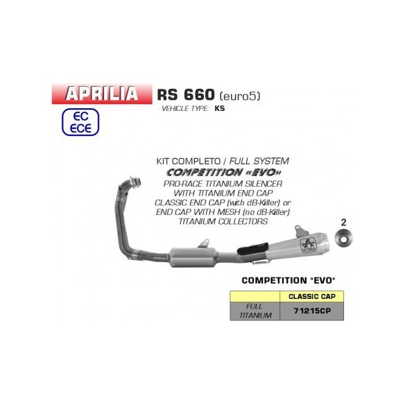 Escape Arrow Complete Competition EVO de titanio para Aprilia RS 660 (2020-2023)