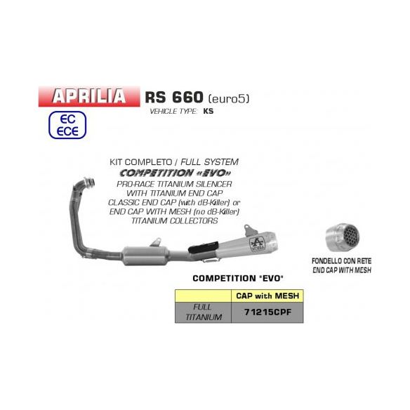 Escape Arrow Complete Competition EVO de titanio + malla para Aprilia RS 660 (2020-2023)