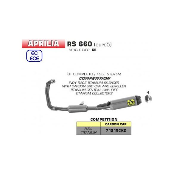 Escape Arrow Complete Racing Competition de titanio y carbono para Aprilia RS 660 (2020-2023)