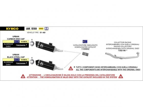SILENCIADOR URBANO ARROW DARK ALUMINIO KYMCO AK 550 2021-2024