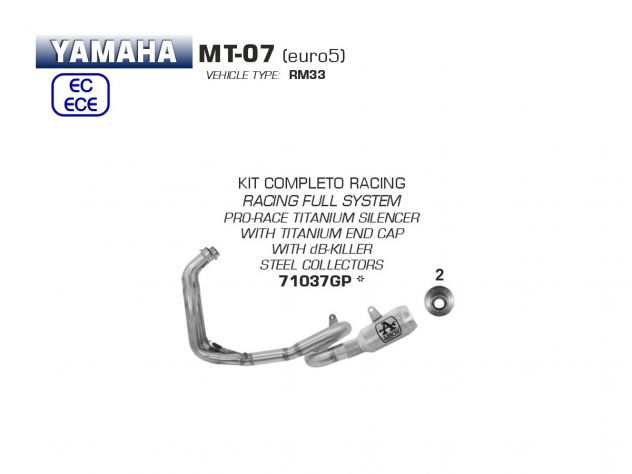 ESCAPE COMPLETO ARROW RACING ACERO INOXIDABLE TITANIO YAMAHA MT-07 2021-2024