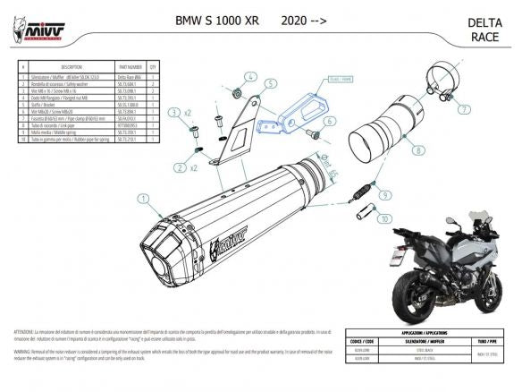SILENCIADOR MIVV DELTA RACE ACERO NEGRO CARBONO BMW S 1000 XR 2020-2024