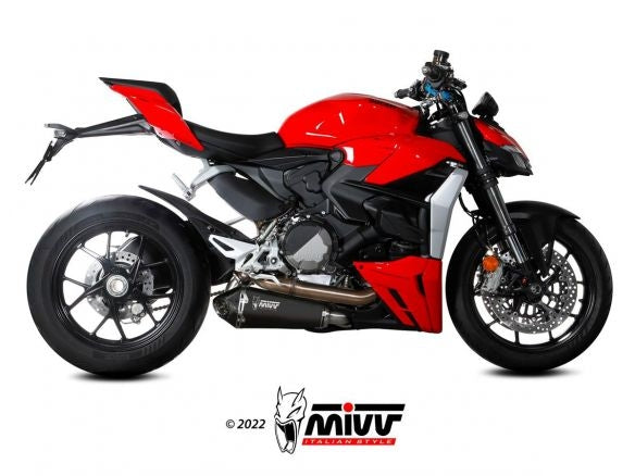 SILENCIADOR MIVV DELTA RACE ACERO NEGRO CARBONO DUCATI STREETFIGHTER V2 2022-2024