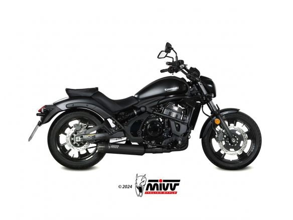 SISTEMA DE ESCAPE COMPLETO MIVV HR-1 DE ACERO INOXIDABLE NEGRO LARGO KAWASAKI VULCAN 650 S 2017-2023