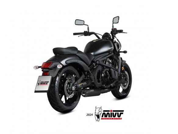 SISTEMA DE ESCAPE COMPLETO MIVV HR-1 DE ACERO INOXIDABLE NEGRO LARGO KAWASAKI VULCAN 650 S 2017-2023
