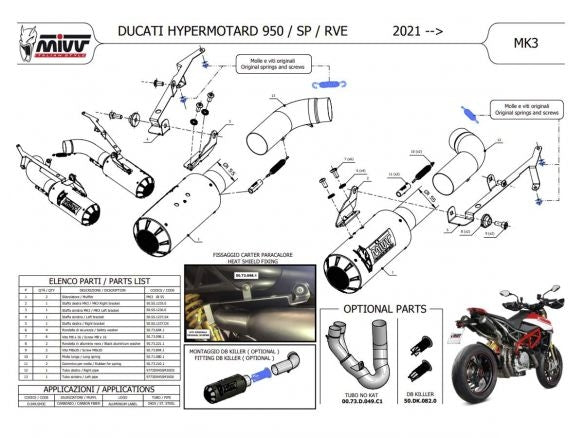 SILENCIADOR MIVV MK3 DE CARBONO DUCATI HYPERMOTARD 950 / SP 2021-2024