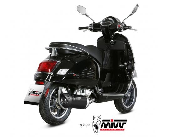 SILENCIADOR MIVV MOVER NEGRO DE ACERO INOXIDABLE VESPA GTS 300 2021-2024