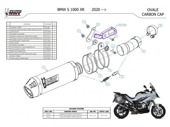 SILENCIADOR OVALADO MIVV CARBONO BMW S 1000 XR 2020-2024