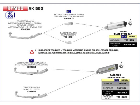SILENCIADOR RACE TECH ARROW ALUMINIO OSCURO KYMCO AK 550 2017-2018