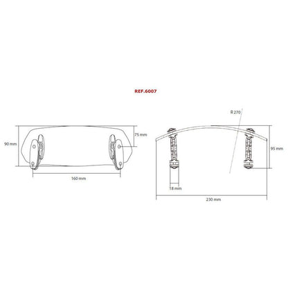 Ventana de fijación orientable transparente modelo Puig variable (taladrado) 230x90mm