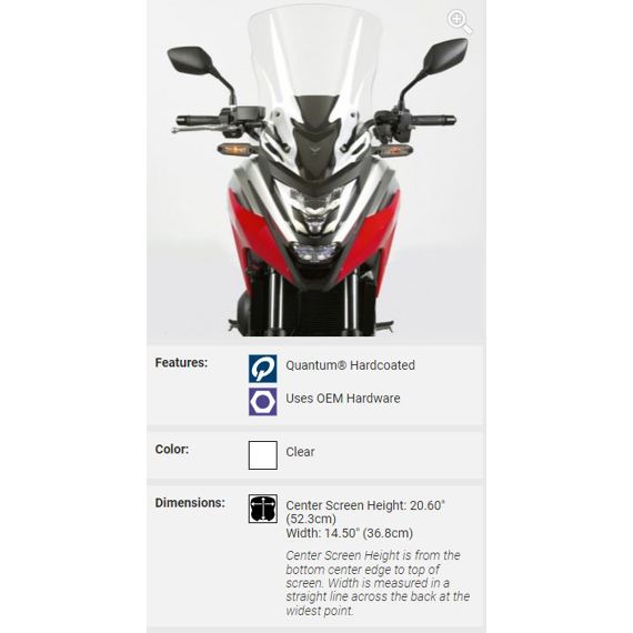 Parabrisas de repuesto modelo VStream Tall National Cycle Honda NC750X '21-