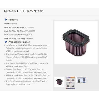 DNA high performance filter Yamaha MT-07 / XSR / Tracer 7 / XTZ / R7