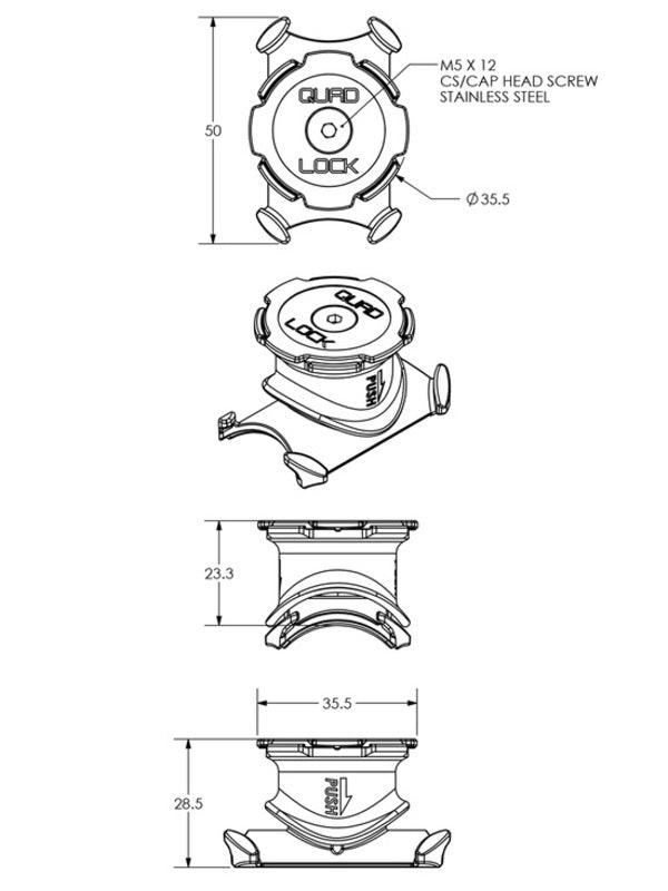Soporte para manillar/potencia de bicicleta QUAD LOCK