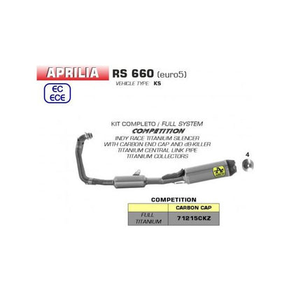 Escape Arrow Complete Racing Competition de titanio y carbono para Aprilia RS 660 (2020-2023)
