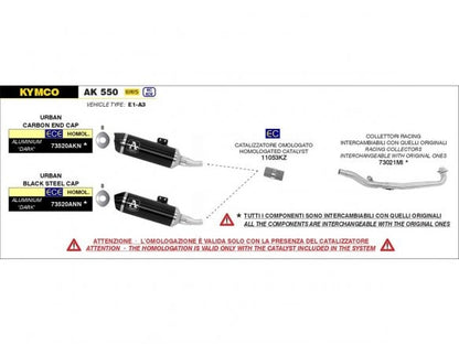 SILENCIADOR URBANO ARROW DARK ALUMINIO KYMCO AK 550 2021-2024 