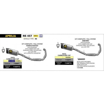 Arrow DB Killer para Pista Slip-ons, 35 mm, Aprilia RS 457 2024