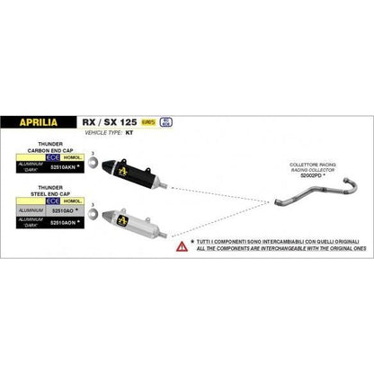 Colector Arrow Racing para Aprilia RX/SX 125 (2021-2024)