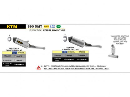 SILENCIADOR ARROW SONORA TITANIO CARBONO KTM 890 ADVENTURE / R / SMT 2021-2024 