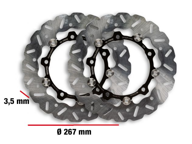 DISCO DE FRENO MALOSSI WHOOP DISC COUPLE DIÁMETRO EXTERIOR 267 - GROSOR 3,5 MM YAMAHA T MAX 530 IE 4T LC 2015-2016 (J409E)