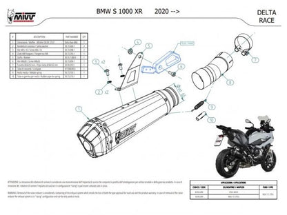 SILENCIADOR MIVV DELTA RACE ACERO NEGRO CARBONO BMW S 1000 XR 2020-2024 