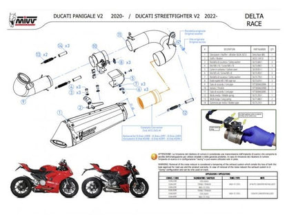 SILENCIADOR MIVV DELTA RACE ACERO NEGRO CARBONO DUCATI STREETFIGHTER V2 2022-2024 