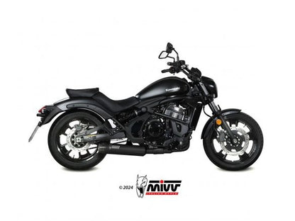 SISTEMA DE ESCAPE COMPLETO MIVV HR-1 DE ACERO INOXIDABLE NEGRO LARGO KAWASAKI VULCAN 650 S 2017-2023 