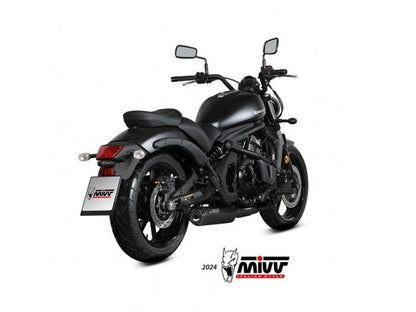 SISTEMA DE ESCAPE COMPLETO MIVV HR-1 DE ACERO INOXIDABLE NEGRO LARGO KAWASAKI VULCAN 650 S 2017-2023 