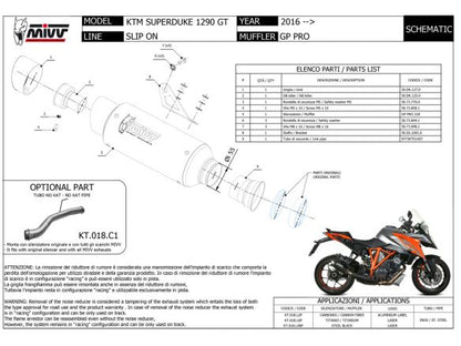 SILENCIADOR MIVV GP PRO CARBONO KTM 1290 SUPER DUKE GT 2016-2024 